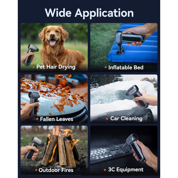 Wolfbox Portable Turbo Compressed Air Jetfan Handheld Cleaner & Hairdryer