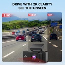 Redtiger A3 3-Channel Dash Cam with 2.5K Front + 1080P Cabin & Rear, 3.18"