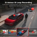 Redtiger A6 3Channel Dash Cam 2.5K Front + 1080P Rear + Cabin, Touchscreen