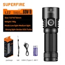 SUPERFIRE L22 Super Bright Flashlight - High Lumen Output, 60W Power