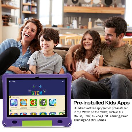 PRITOM Learning Kids Tablet 10.1" HD - 3GB RAM, 64GB Storage, WiFi - Purple