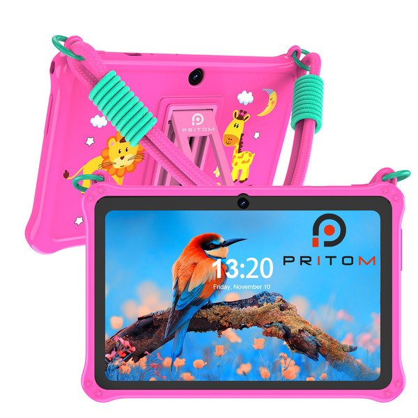 PRITOM Kids Adventure Tablet 7" - 2GB RAM, 32GB Storage, Parental Controls - Pink