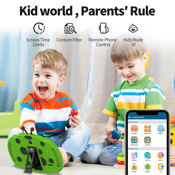 PRITOM Kids Smart Tablet 7 WiFi | 2GB RAM, 32GB Storage, Parental Controls - Green