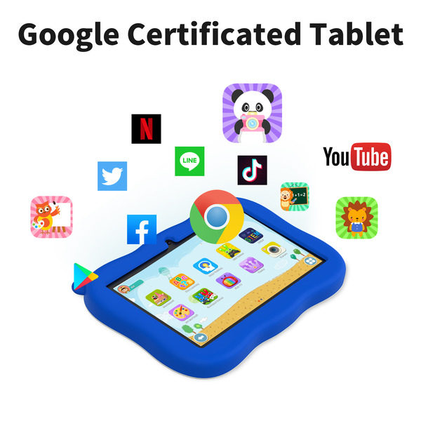 Pritom Smart Kids Panda Tablet 7" WiFi Parental Control 2GB RAM, 32GB ROM - Blue