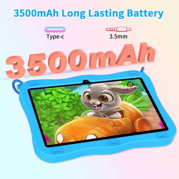 Pritom K7 Pro Pig 7" Kids Tablet - 3GB+5GB RAM, 32GB ROM, Parental Controls - Blue
