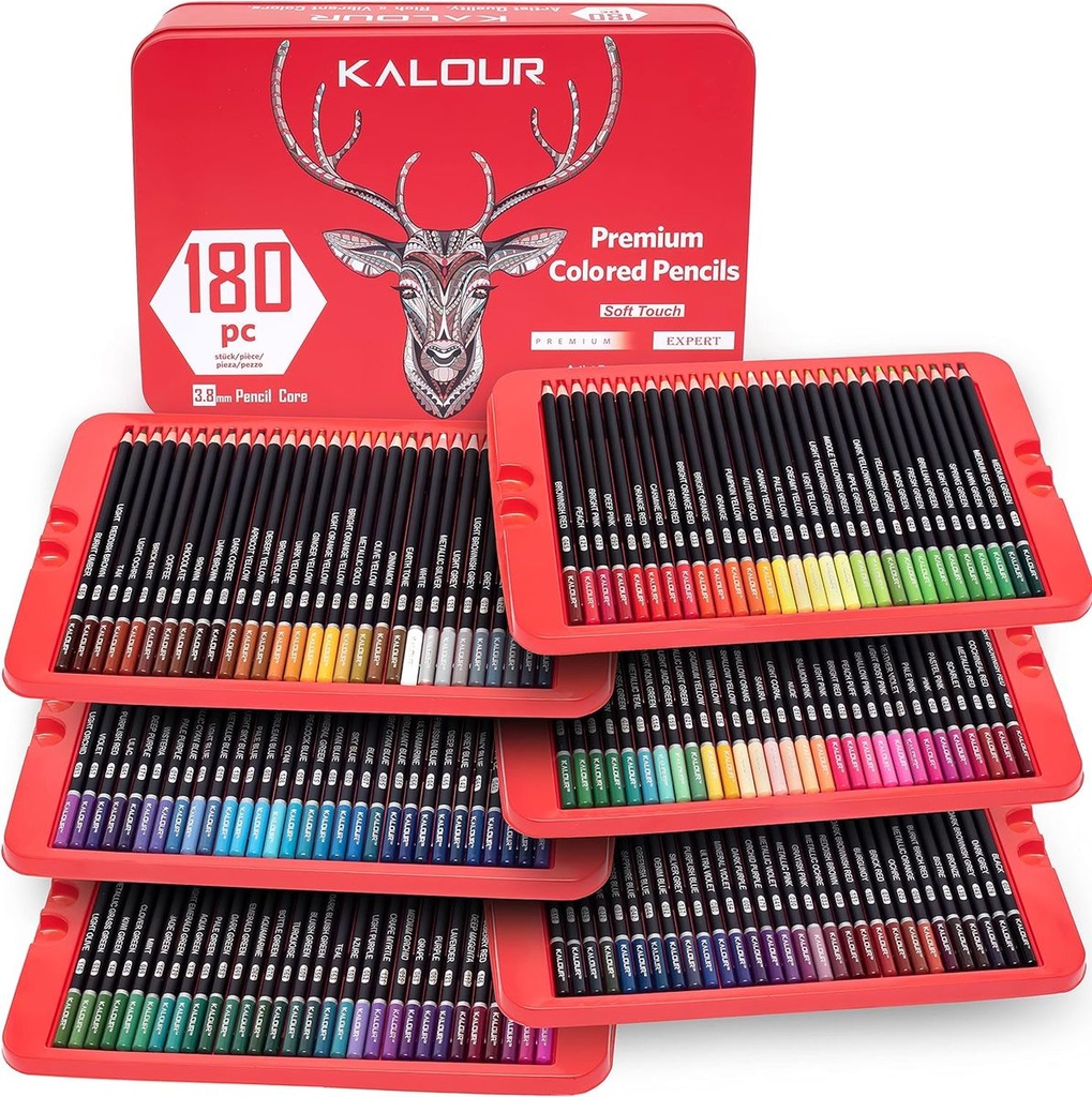 KALOUR 180 Colored Pencil Set for Adults Artists kids 3.8mm Rich Pigment