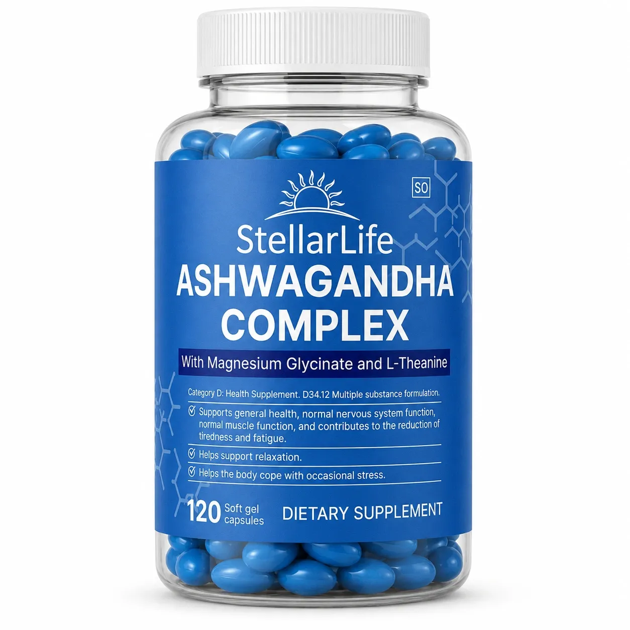 StellarLife Ashwagandha Complex 120 Soft Gel Capsules
