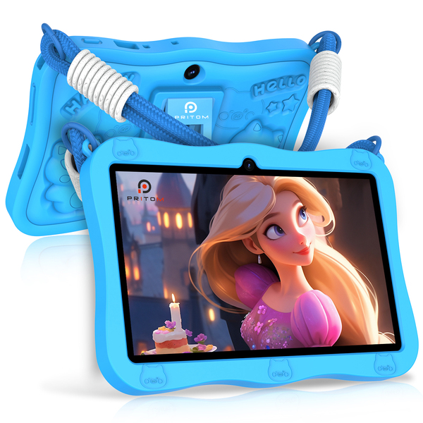 Pritom K7 Pro Pig 7" Kids Tablet - 3GB+5GB RAM, 32GB ROM, Parental Controls - Blue